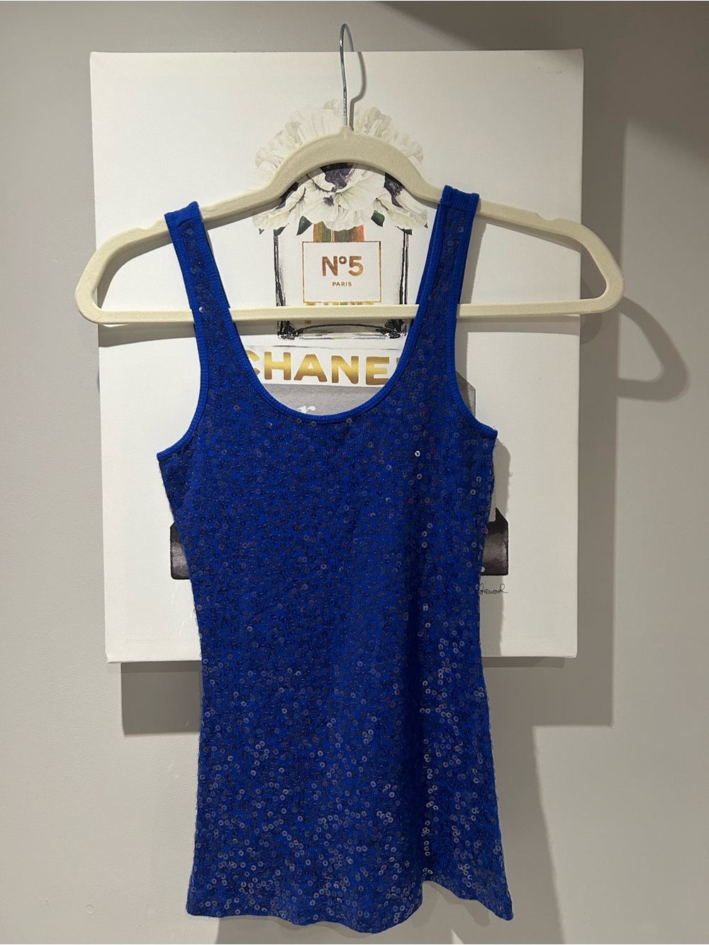 Express Vintage Y2K Royal Blue Sequined Tank Top Women’s XS